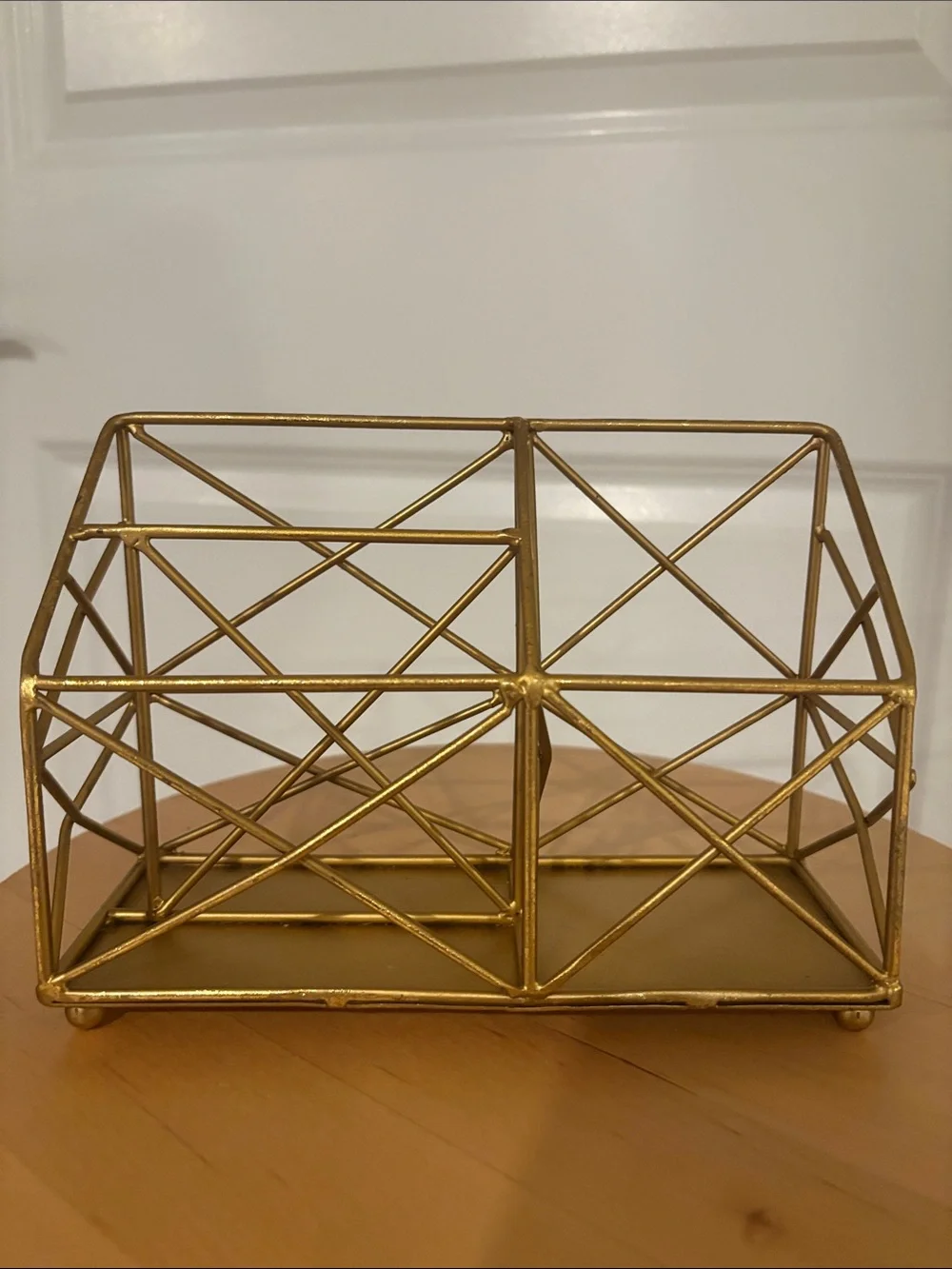 Gold Metal Desktop Organizer - Geometric Home Storage